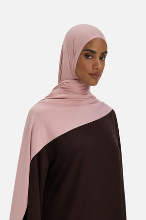 Foulard jersey bambou rose nuage Mayara vue profil