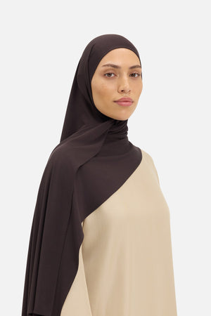 Foulard jersey bambou brun fudge foncé Mayara vue profil