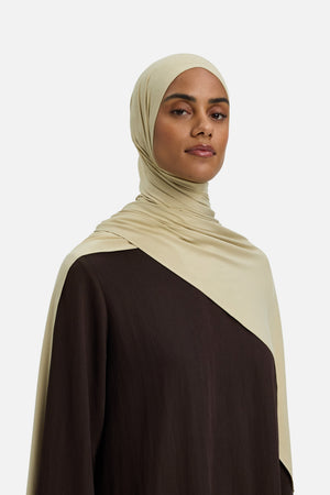 Foulard jersey bambou argile désert Mayara vue profil