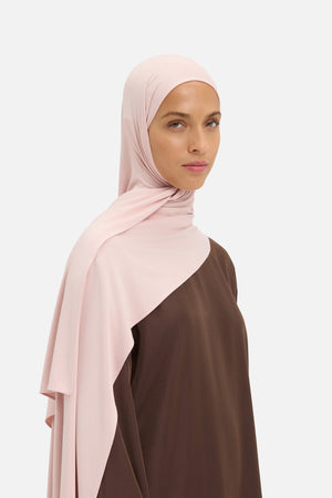 Foulard jersey bambou framboise poudrée Mayara vue profil