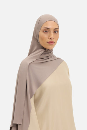 Foulard jersey bambou cacao lacté Mayara vue profil