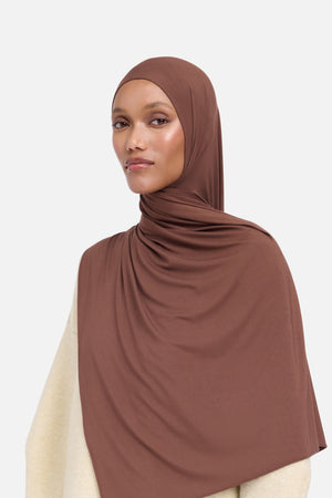 Foulard jersey bambou bois rouge Mayara vue profil