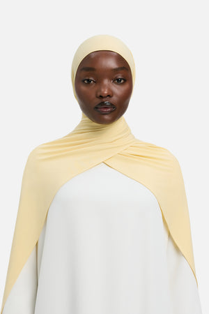 Foulard jersey bambou miel blanc Mayara