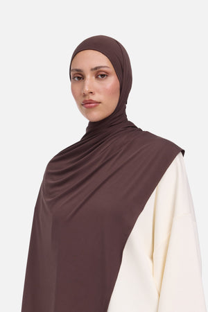 Foulard breathable jersey brun foncé Mayara vue profil