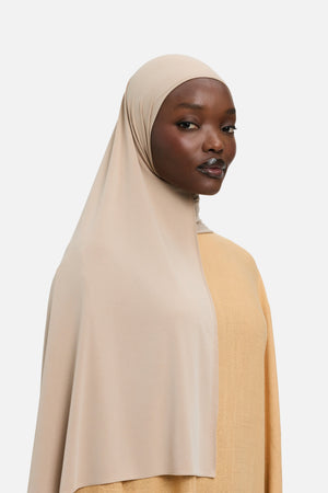 Foulard breathable jersey gris taupe Mayara vue profil