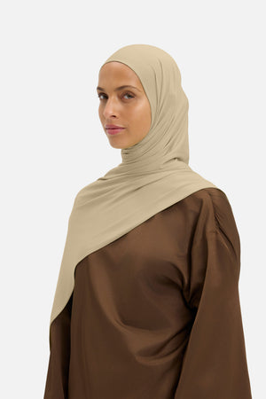 Foulard breathable jersey citron herbe Mayara vue profil