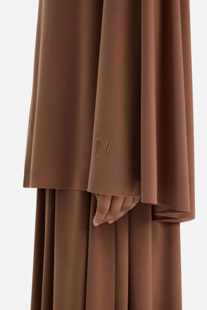 Khimar premium jersey terracotta Mayara à plat