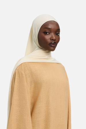 Foulard premium jersey noix de cajou clair Mayara vue profil