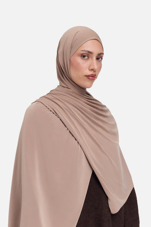Foulard premium jersey prune clair Mayara vue profil