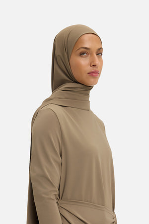 Foulard de bain argile brune Mayara vue profil