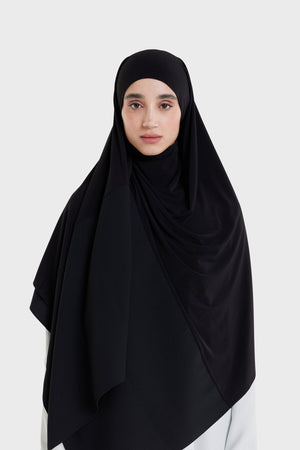 Foulard bordure satinée mat noir Mayara