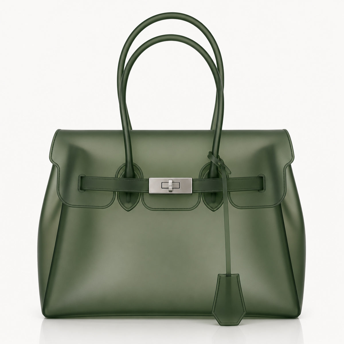 Dark Green Glossy Clear Jelly Bag 35cm