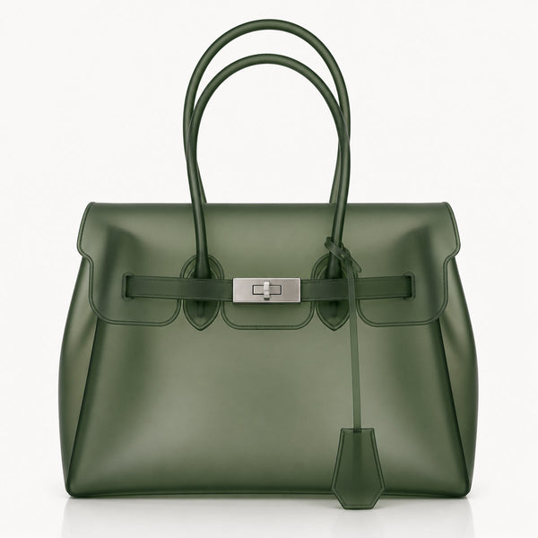 Dark Green Glossy Clear Jelly Bag 35cm