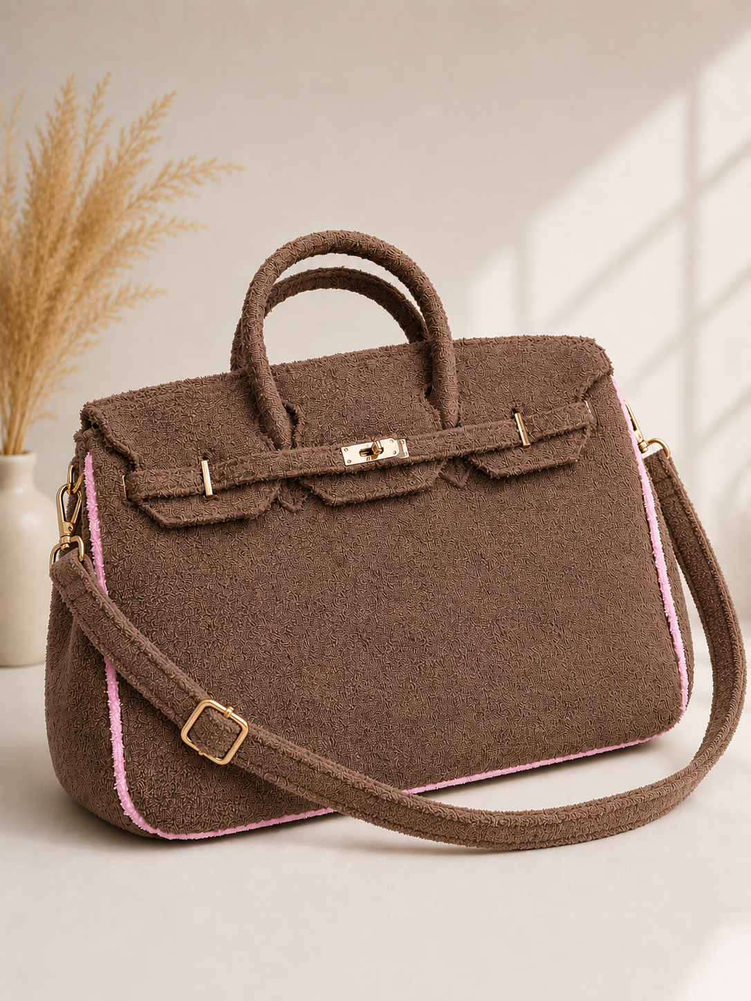 Brown Terry Cloth Bag 35cm