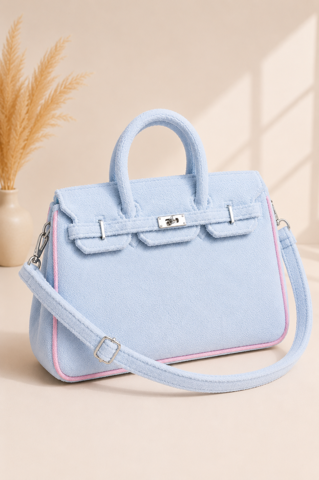 Light Blue Terry Cloth Bag 30cm