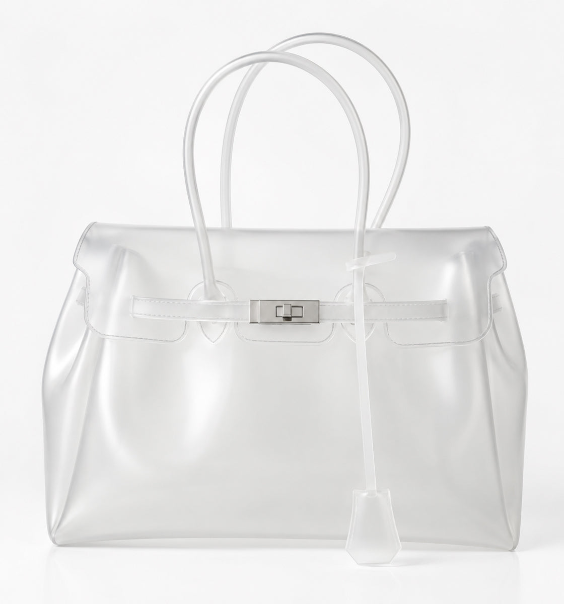 Glossy Jasmine White Clear Jelly Bag 35cm