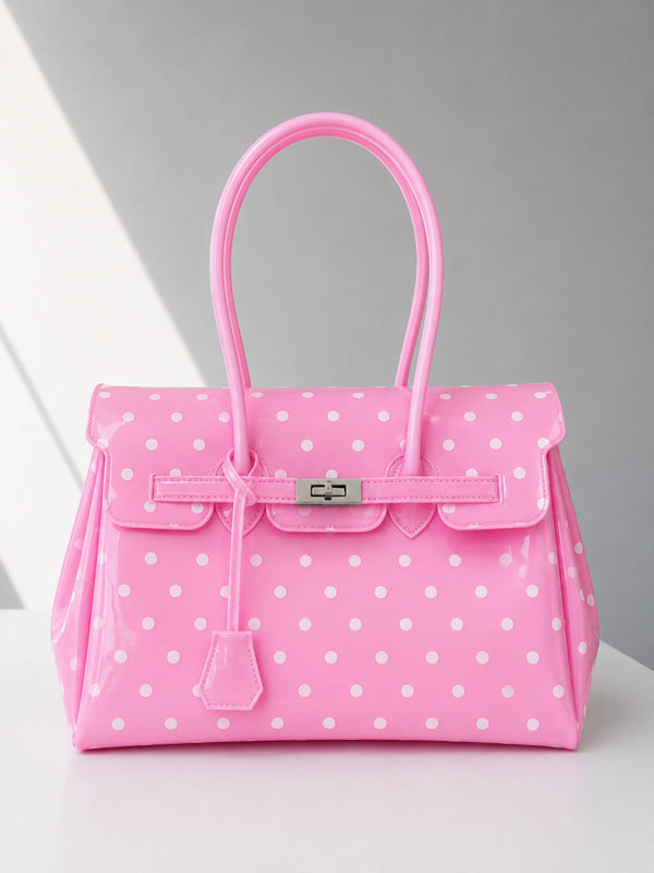Bubble Gum Pink Translucent Polka Dot TPU Jelly Bag 35cm