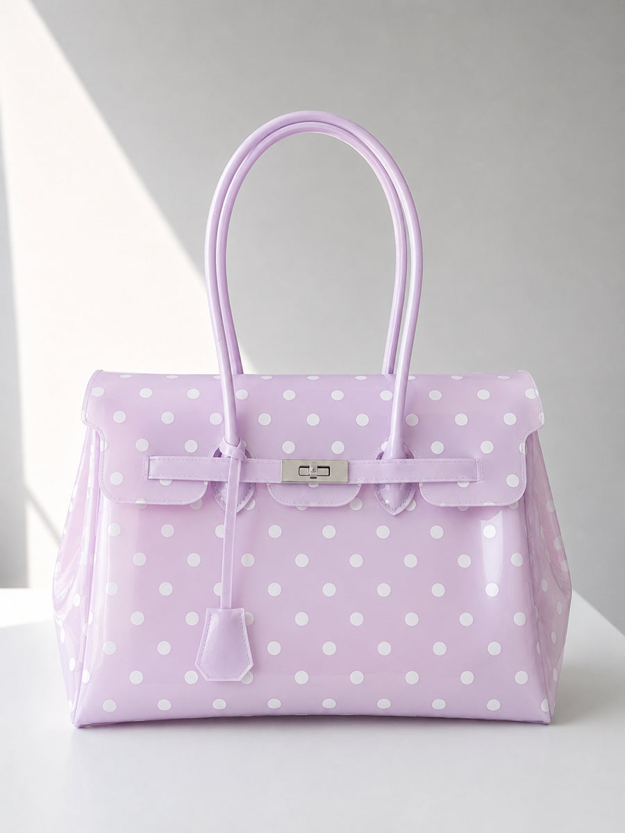 Frosted Violet Translucent Polka Dot TPU Jelly Bag 35cm