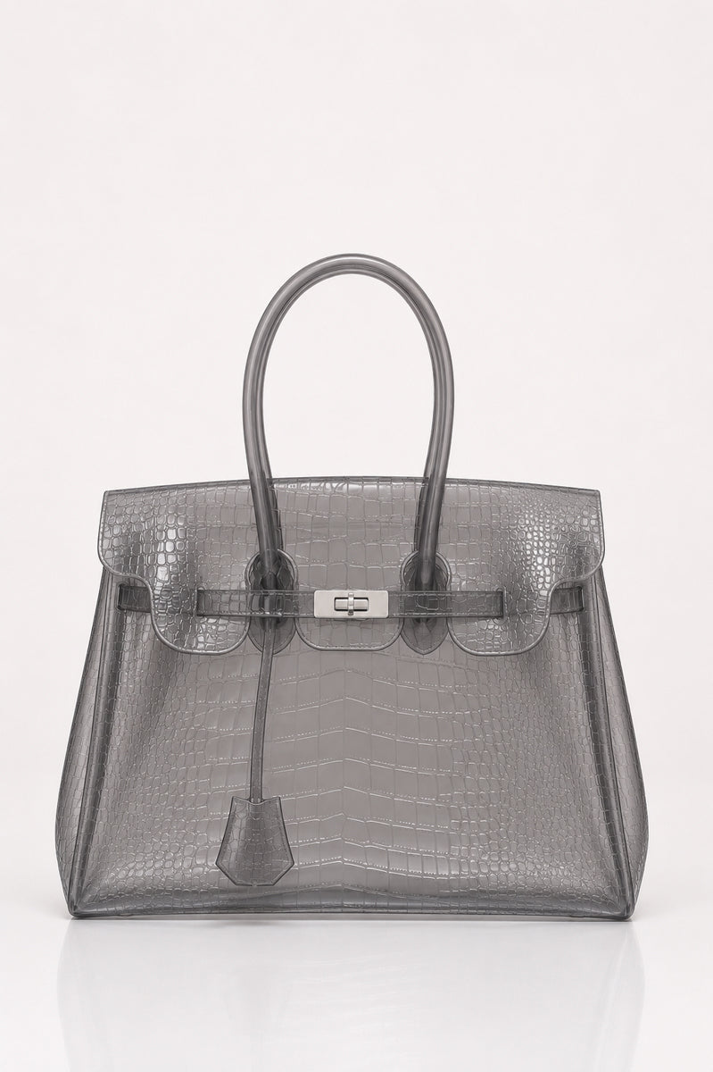 Grey Textured Croc Jelly Bag 40cm