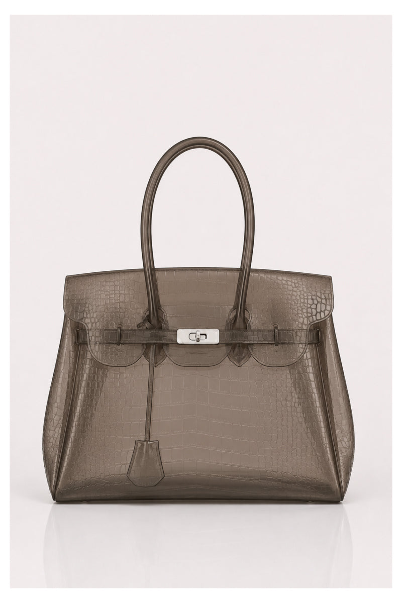 Black Textured Croc Jelly Bag 40cm