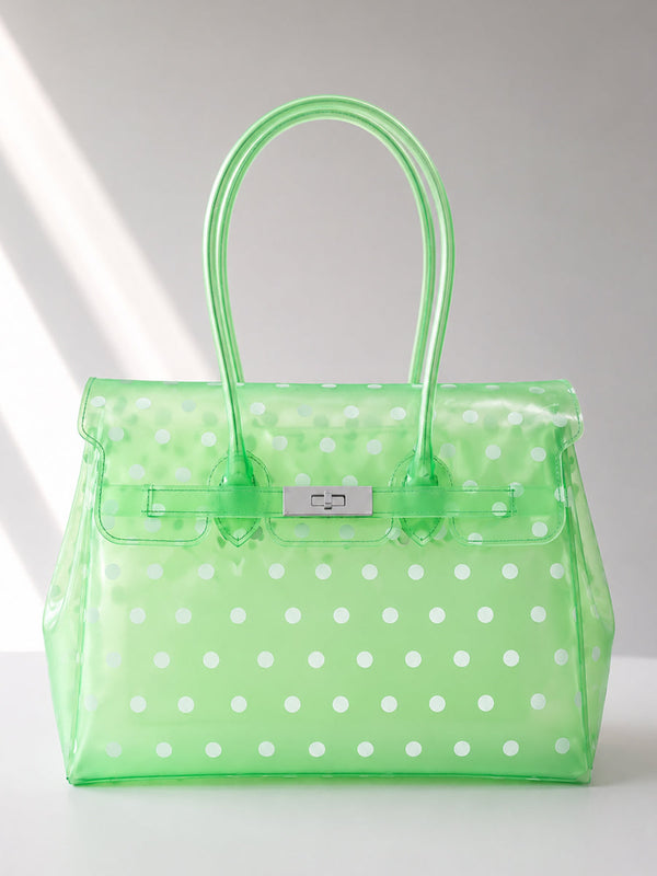 Firkin Lemon Green Clear Polka Dot TPU Jelly Bag 35cm