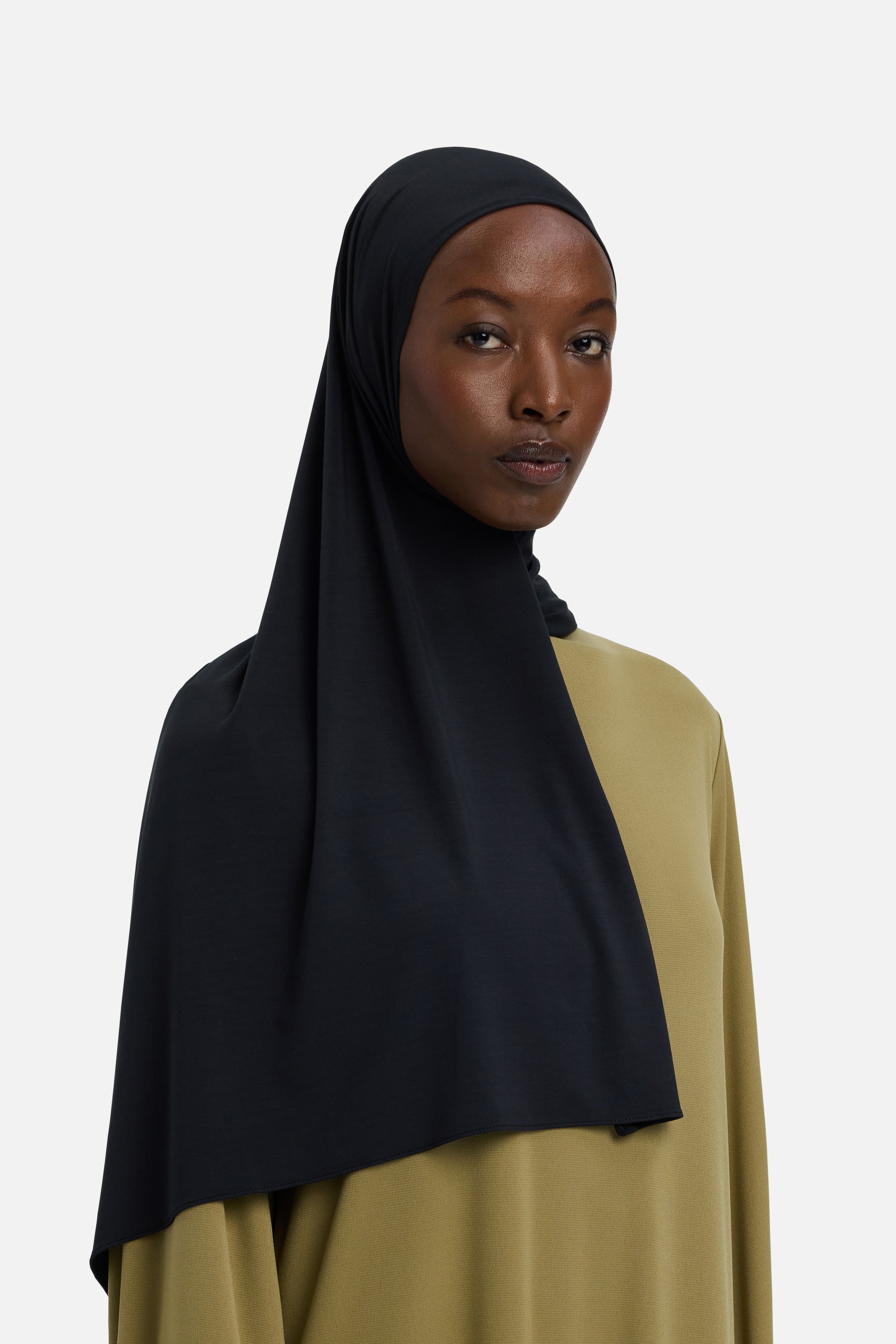 Foulard jersey bambou noir Mayara vue profil