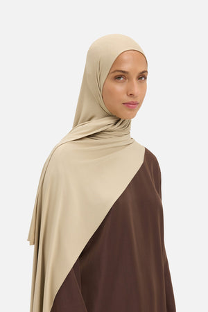 Foulard jersey bambou moka Mayara vue profil