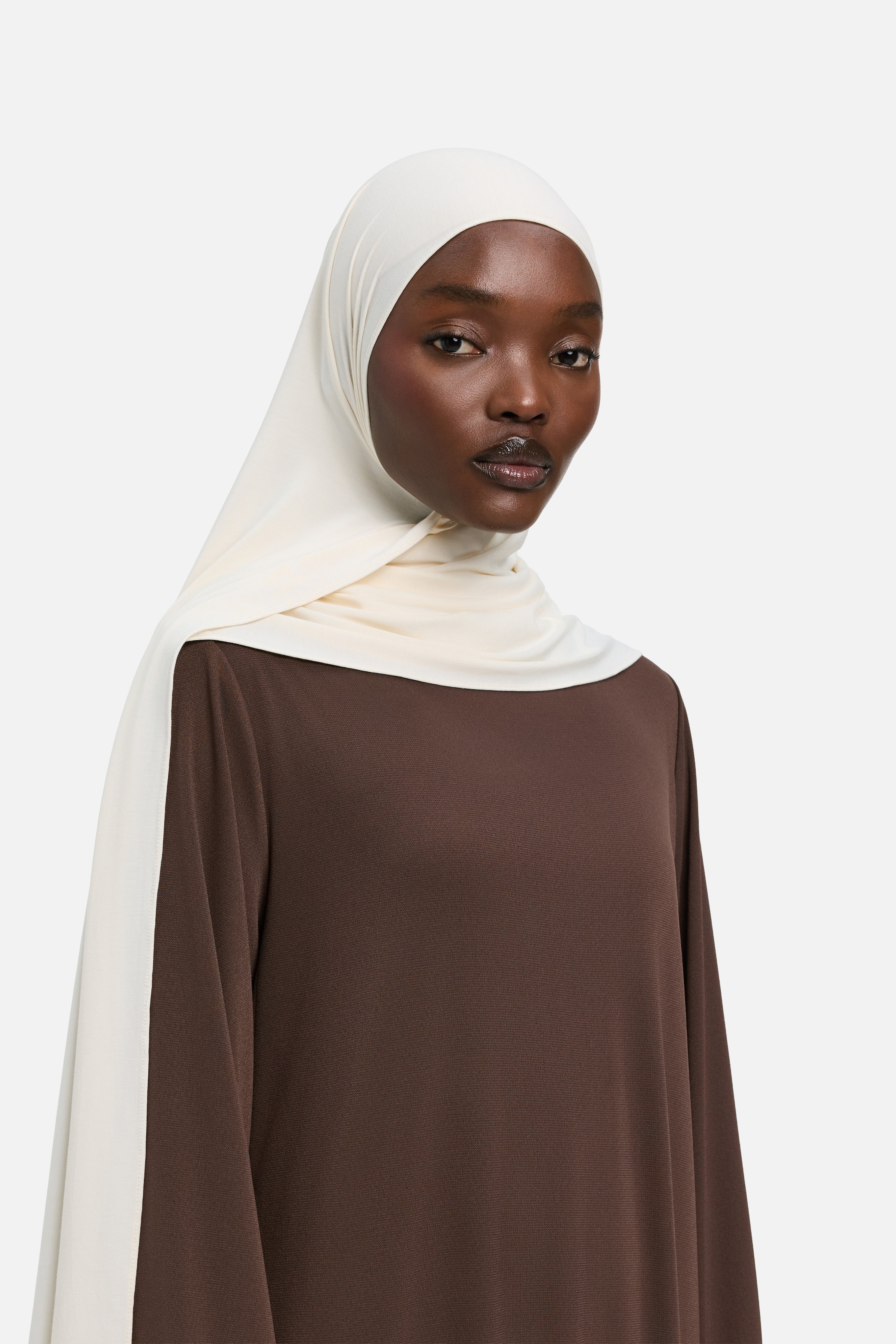 Foulard jersey bambou blanc cassé Mayara vue profil