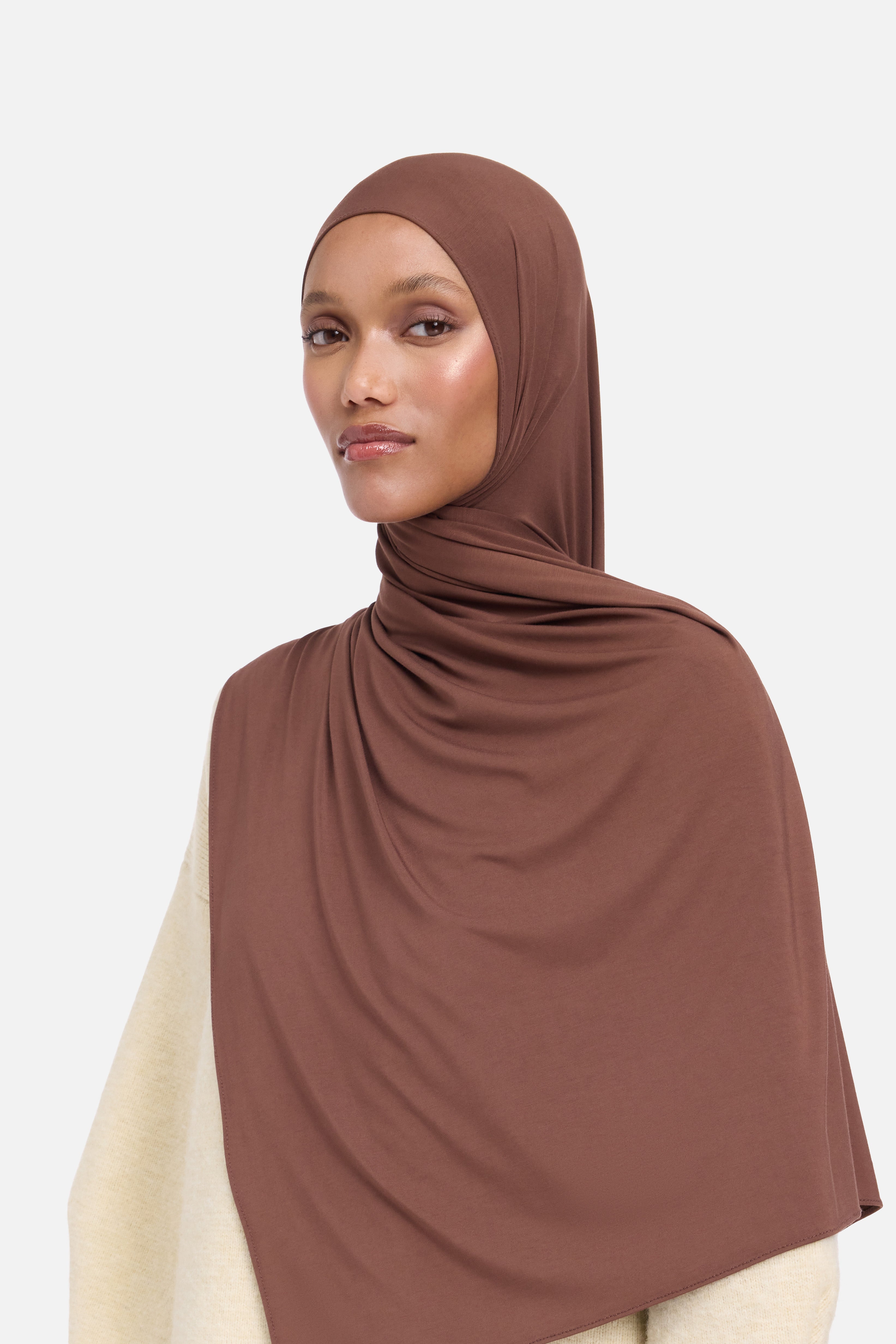 Foulard jersey bambou bois rouge Mayara vue profil