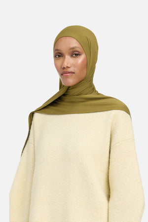 Foulard jersey bambou olive chaud Mayara vue profil
