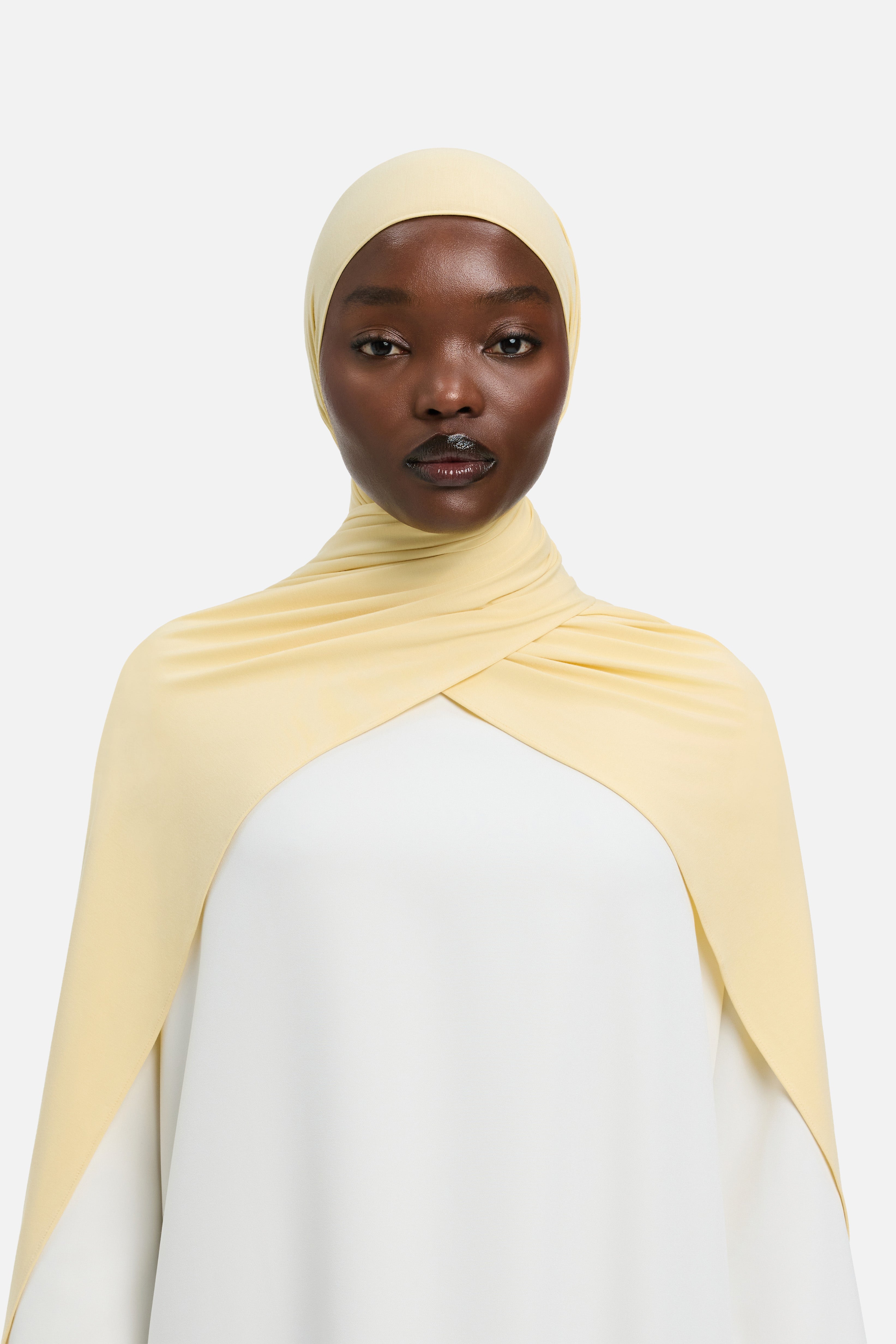Foulard jersey bambou miel blanc Mayara