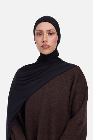 Foulard breathable jersey noir Mayara vue profil