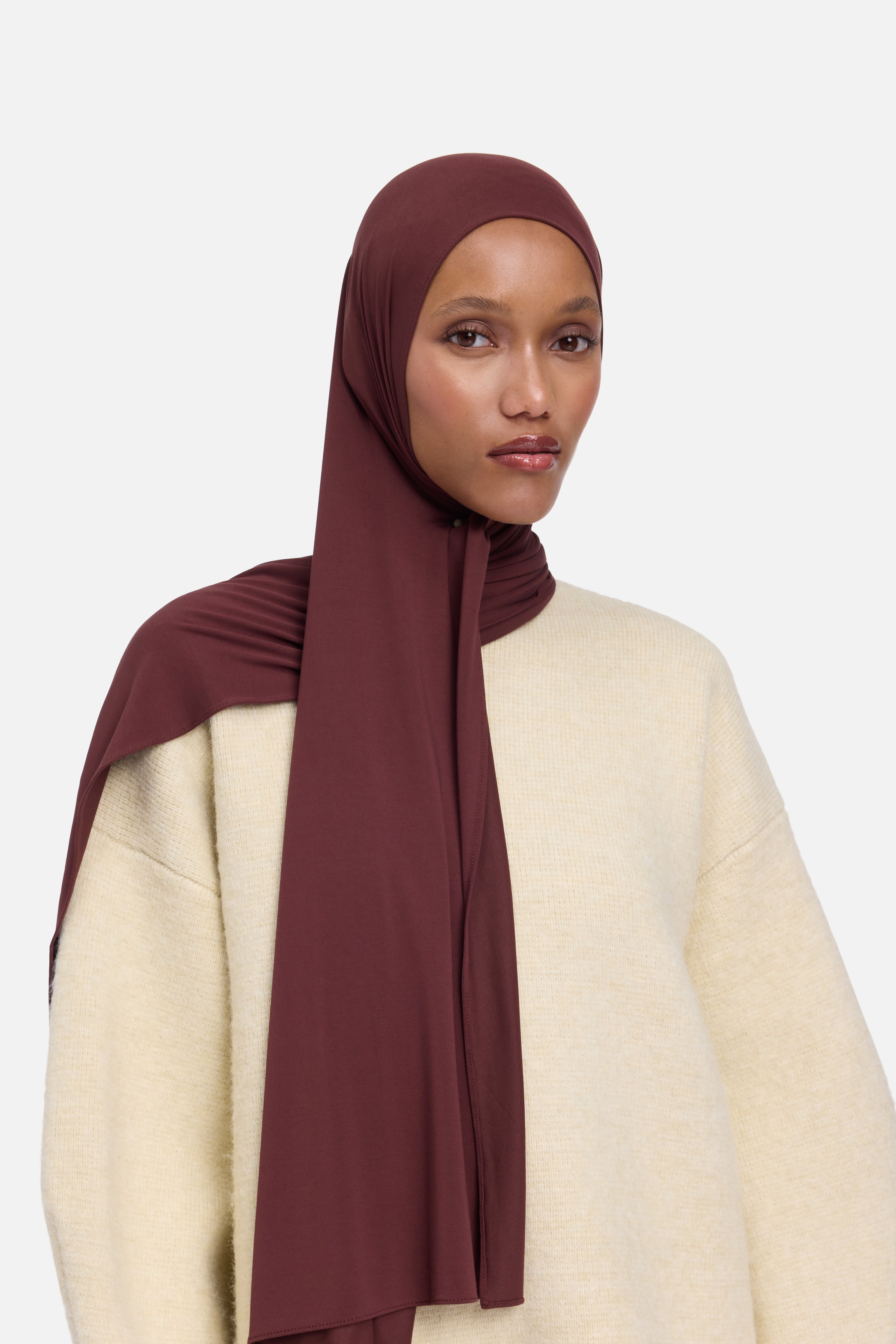 Foulard breathable jersey cerise foncé Mayara vue profil