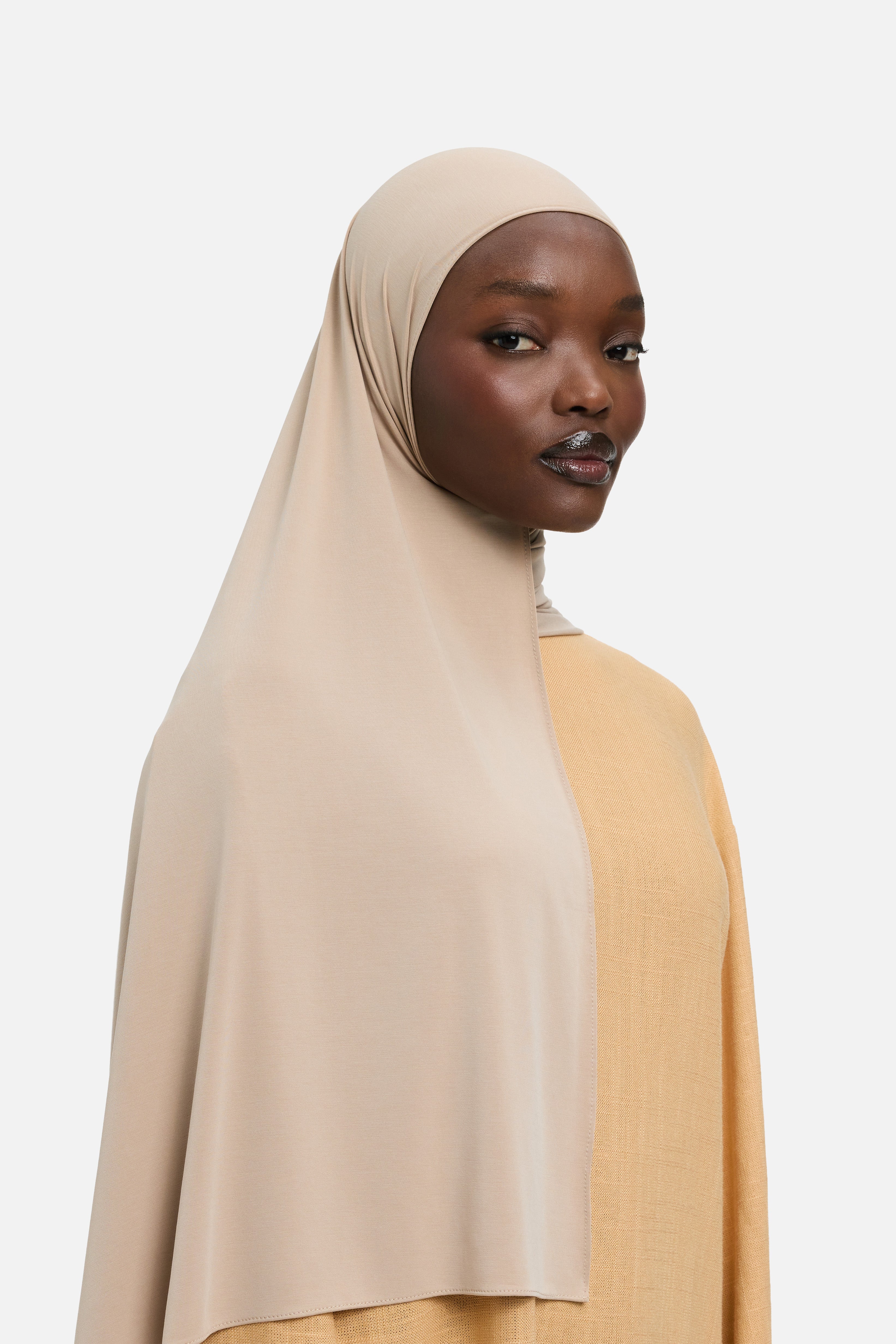 Foulard breathable jersey gris taupe Mayara vue profil