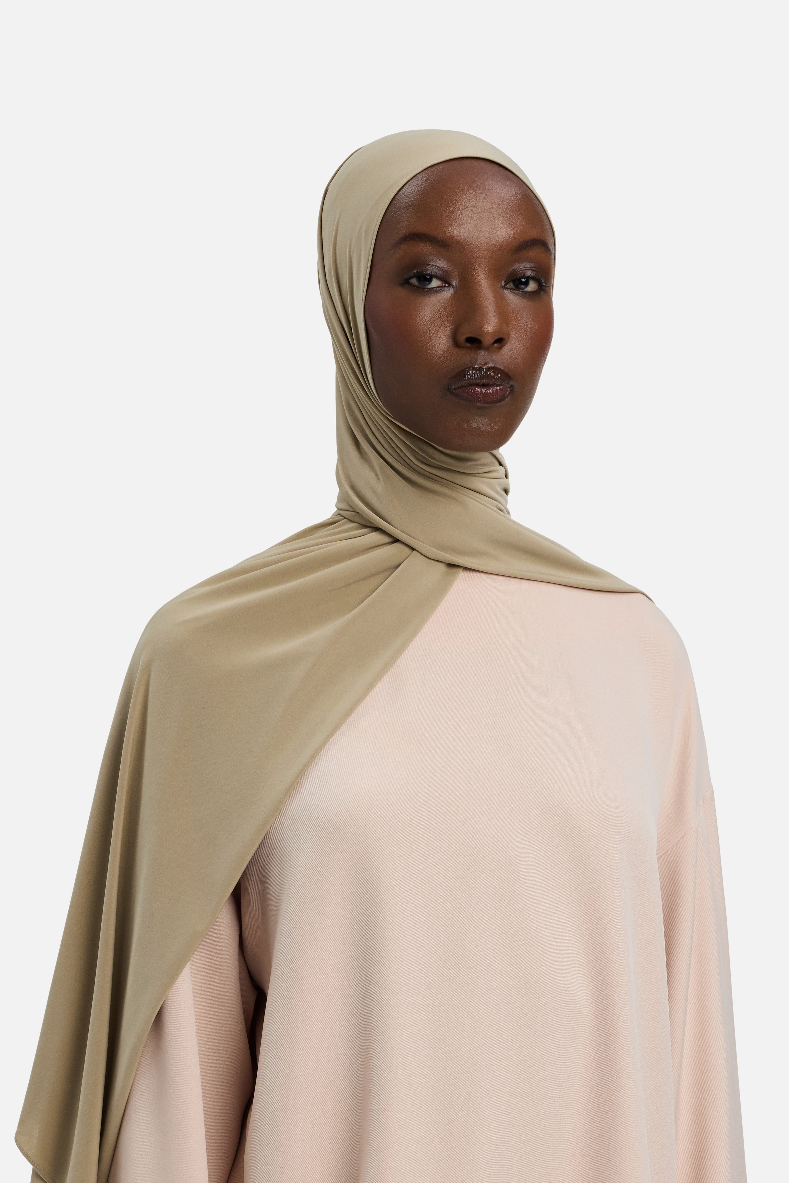Foulard jersey bambou kaki Mayara vue profil