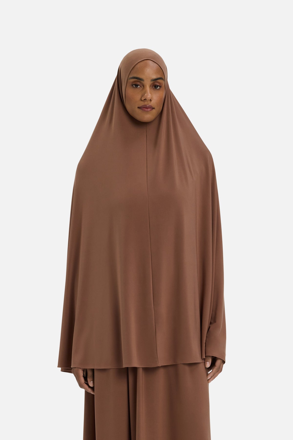 Khimar premium jersey terracotta Mayara vue profil