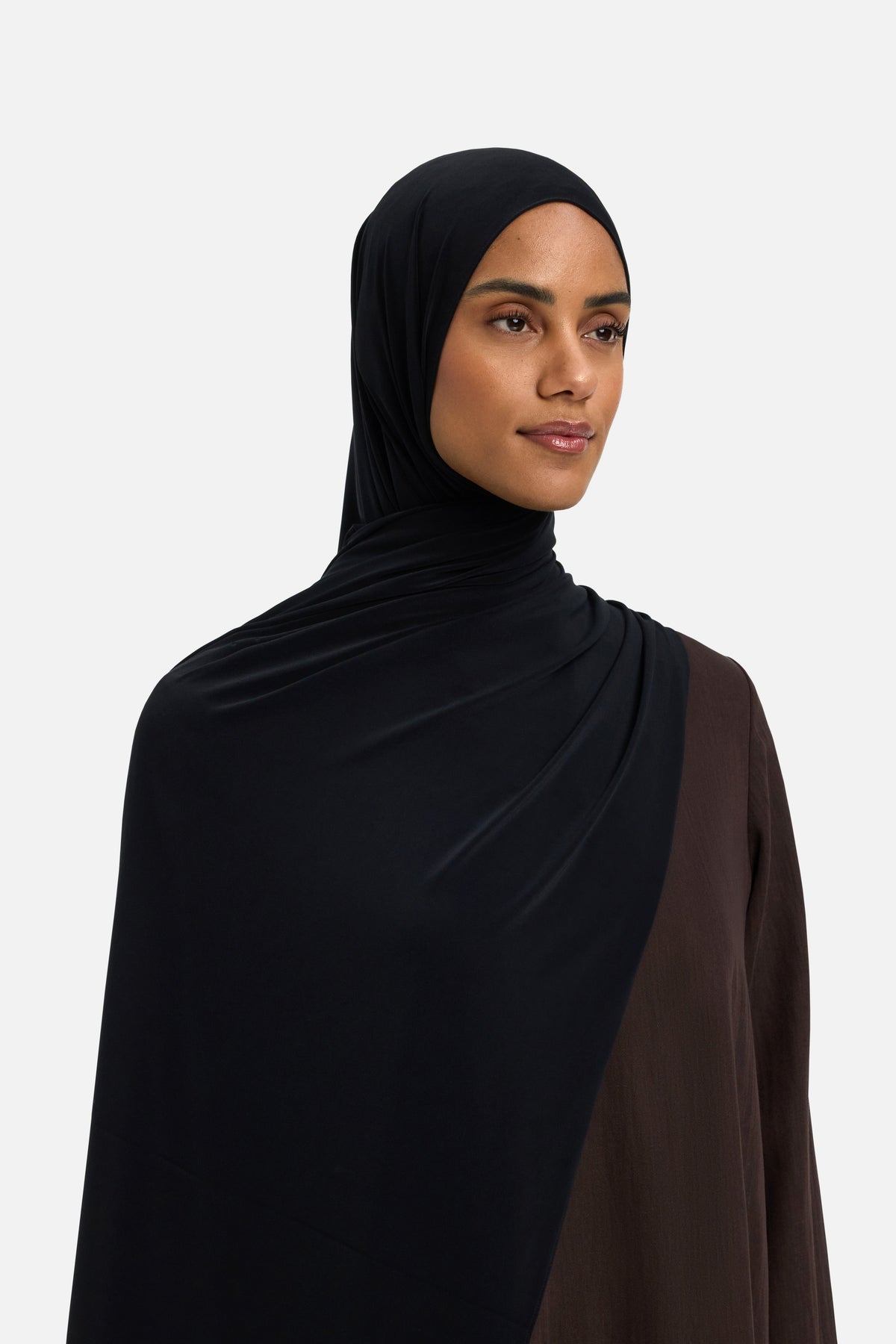 Foulard premium jersey noir Mayara vue profil
