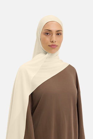 Foulard premium jersey riz brun Mayara vue profil