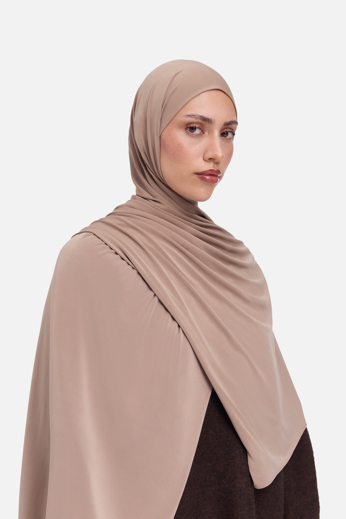 Foulard premium jersey prune clair Mayara vue profil