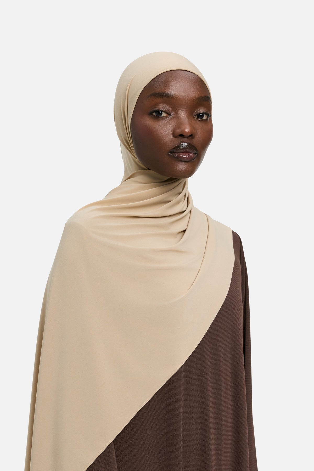 Foulard premium jersey avoine Mayara vue profil