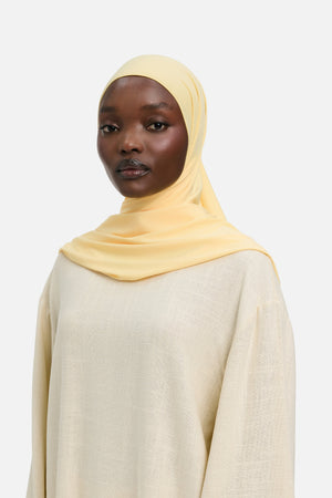 Foulard premium jersey jaune soleil Mayara vue profil