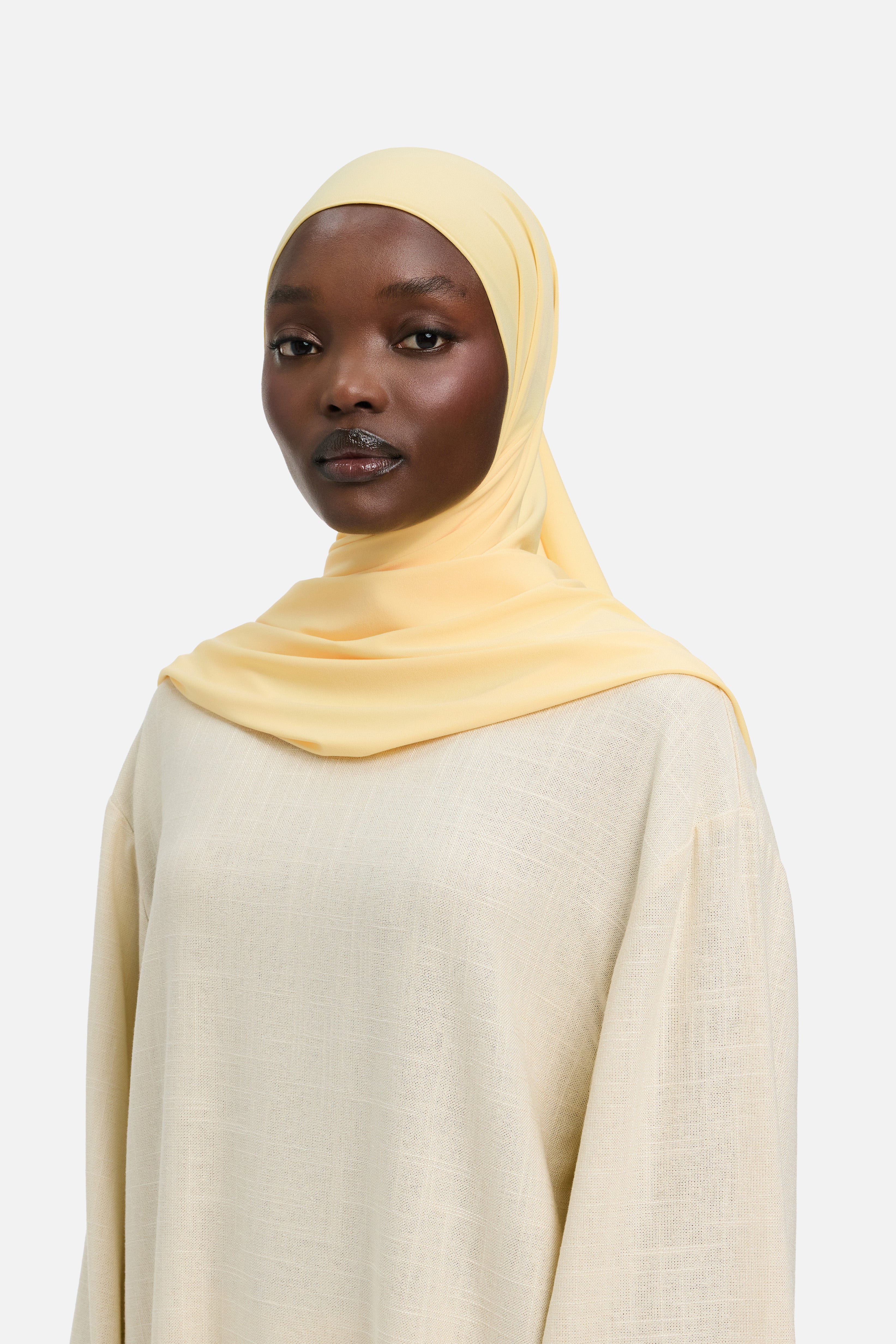 Foulard premium jersey jaune soleil Mayara vue profil