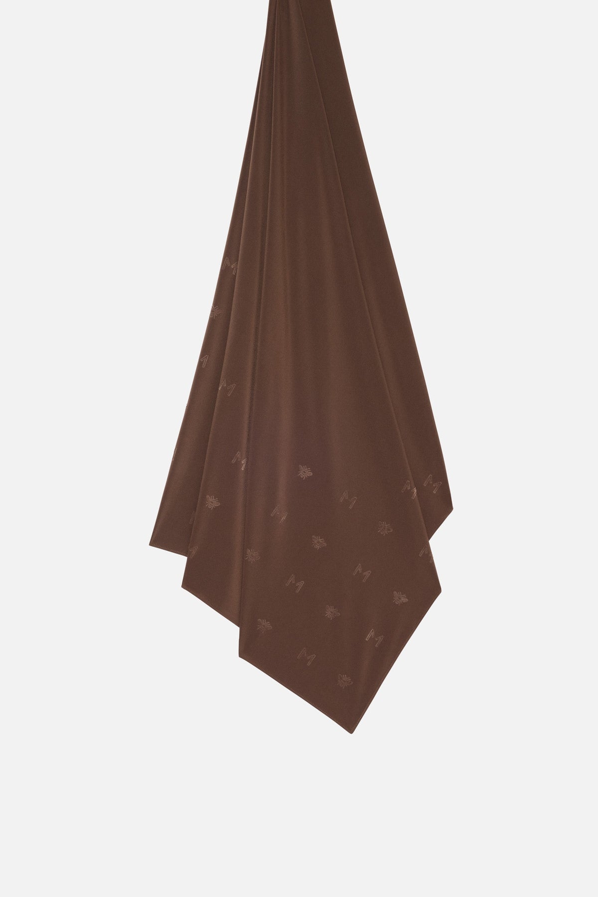 Foulard Bee Monogram Premium moka brûlé Mayara à plat