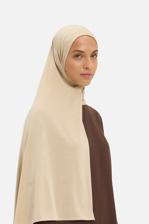 Foulard Bee Monogram Premium avoine Mayara vue profil