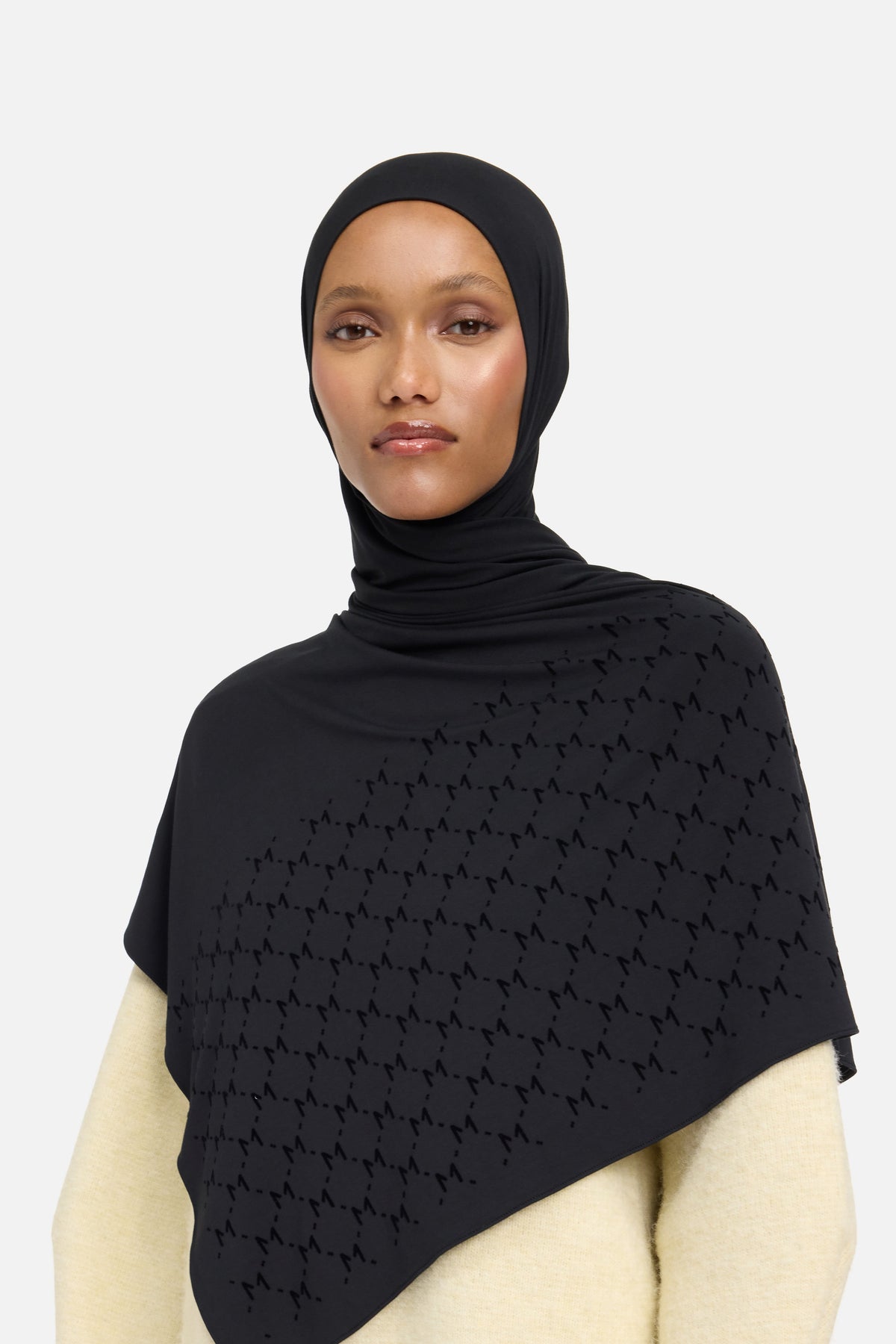 Foulard Monogram Flock Premium noir Mayara vue profil