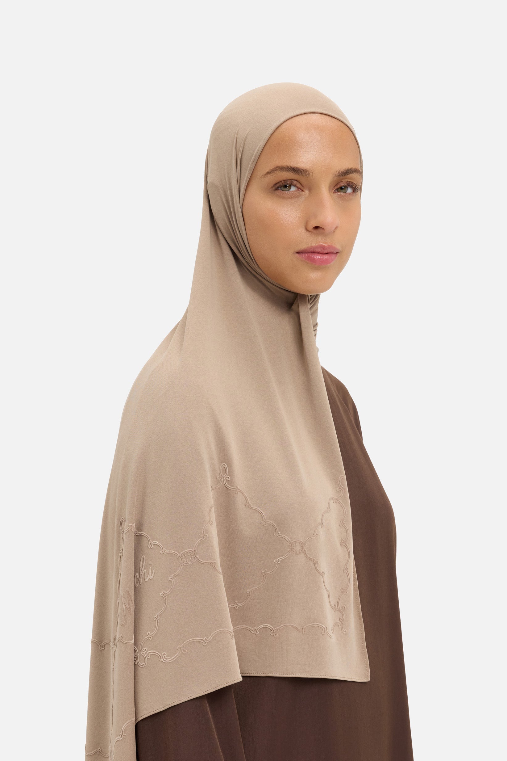 Foulard Romantic breathable jersey kaki Mayara vue profil