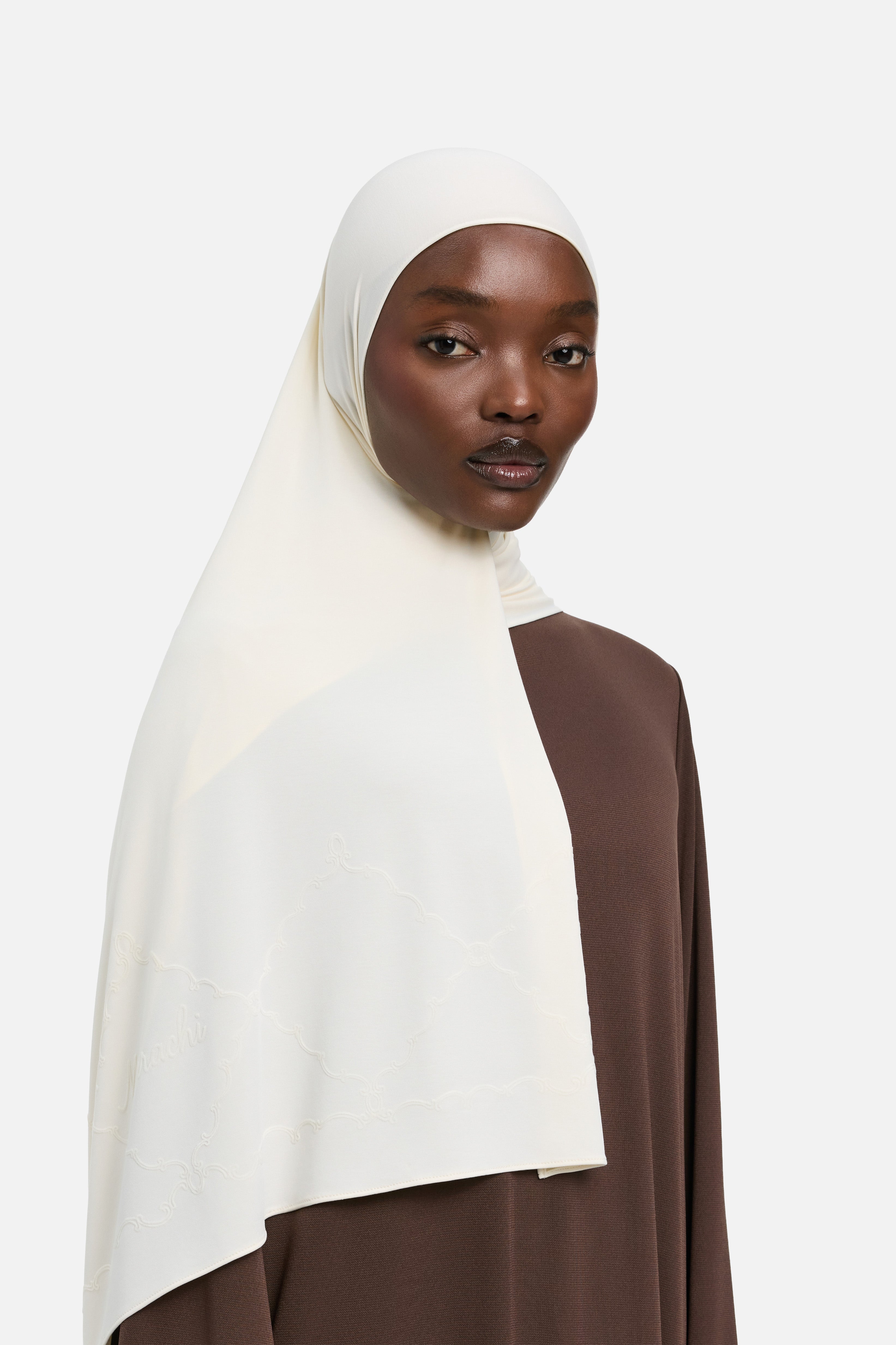 Foulard Romantic breathable jersey blanc cassé Mayara vue profil