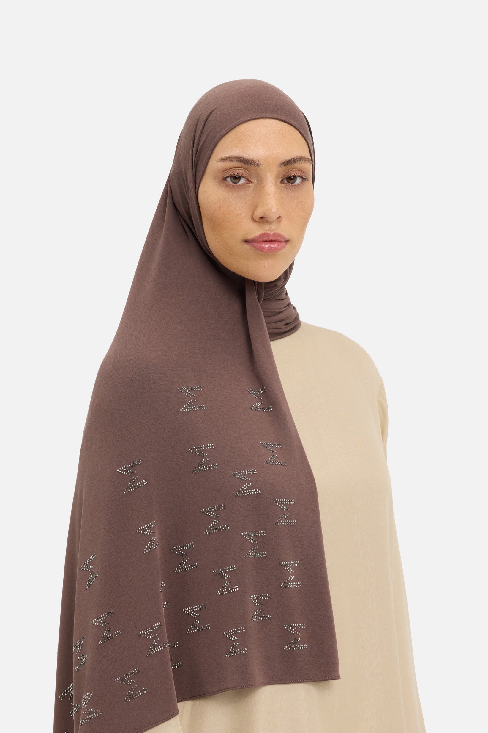 Foulard L'Unique breathable jersey moka brûlé Mayara vue profil