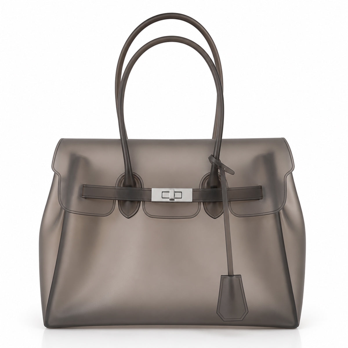Graphite Black Leather-Texture TPU Jelly Bag 35cm