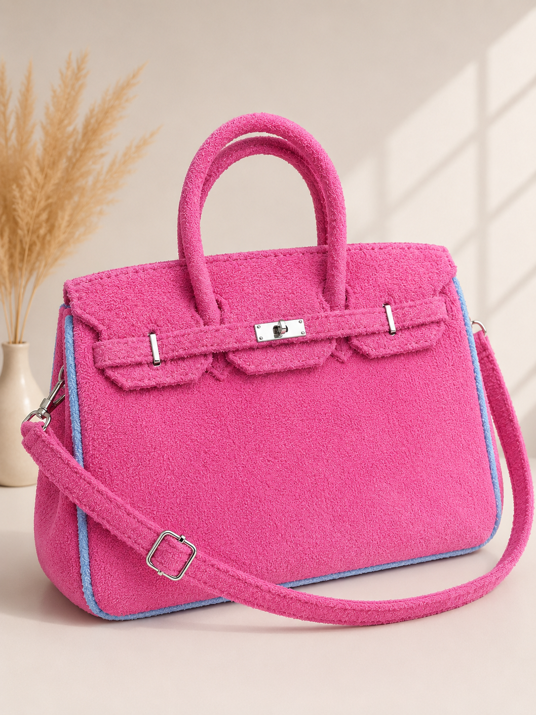 Fuchsia Terry Cloth Bag 30cm